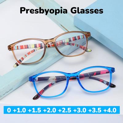 Luxury Trendy Square Eye Protection Presbyopia Glasses Trend of Ultra-light Ladies Presbyopia Glasses Frame Diopter To +4.0