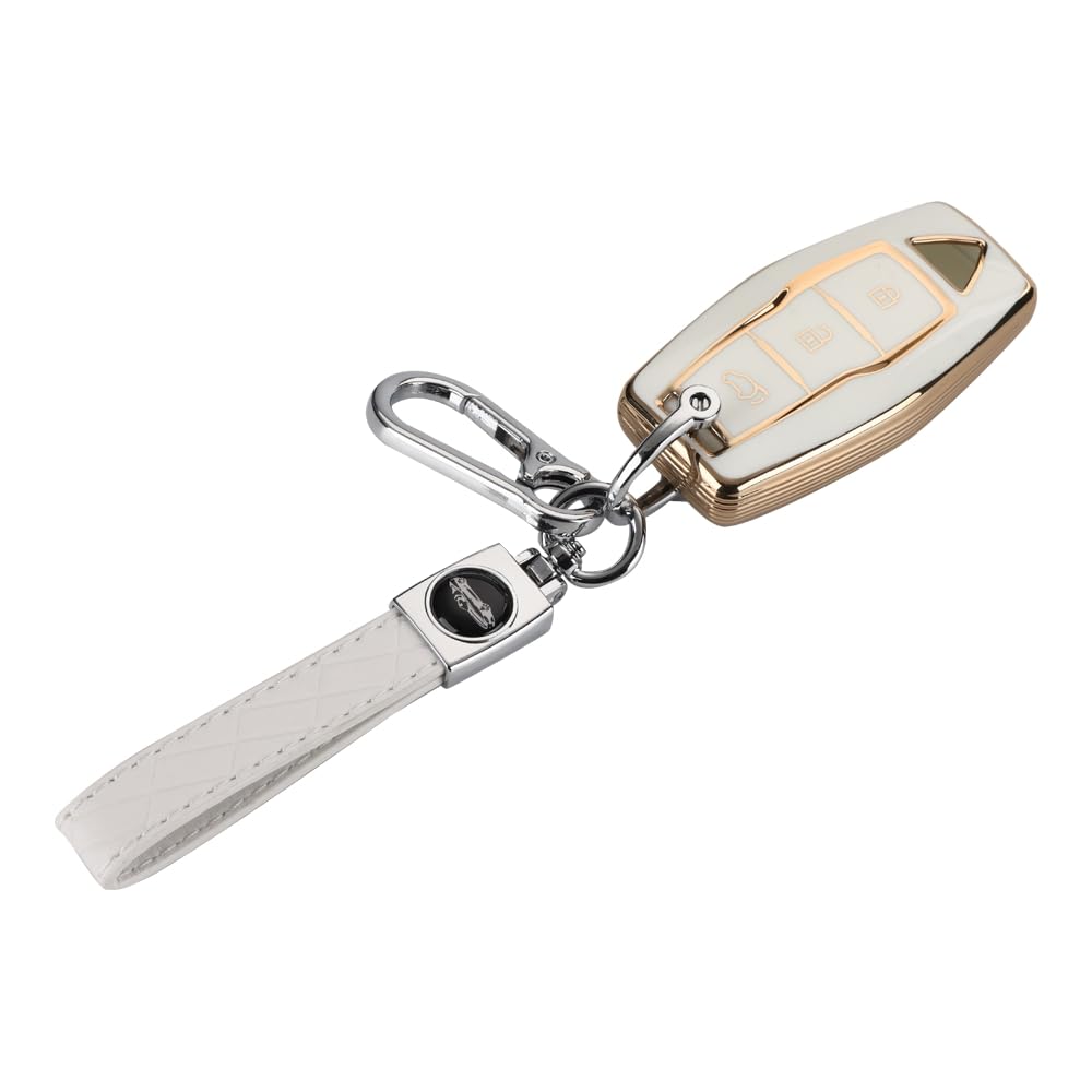 Kinotaka Outlander Smart Key Case for Mitsubishi New Outlander PHEV 2022 Gn0w Professional Design Key Holder, White