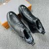 2025 Winter New Velvet Crocodile Pattern Men's Boots Fashionable Medium Tube Martin Boots British Leather Boots Warm Men's Boots