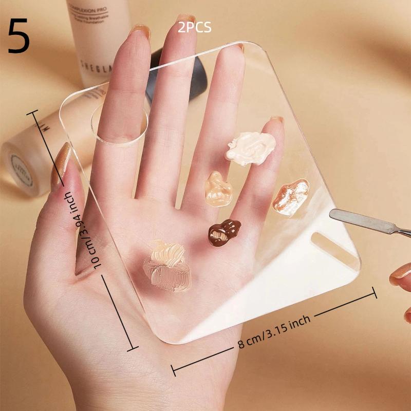 2Pcs Transparent Acrylic Makeup Palette Liquid Foundation Mixing Cream Manual Cosmetic Beauty Makeup Mixer Beauty Tool