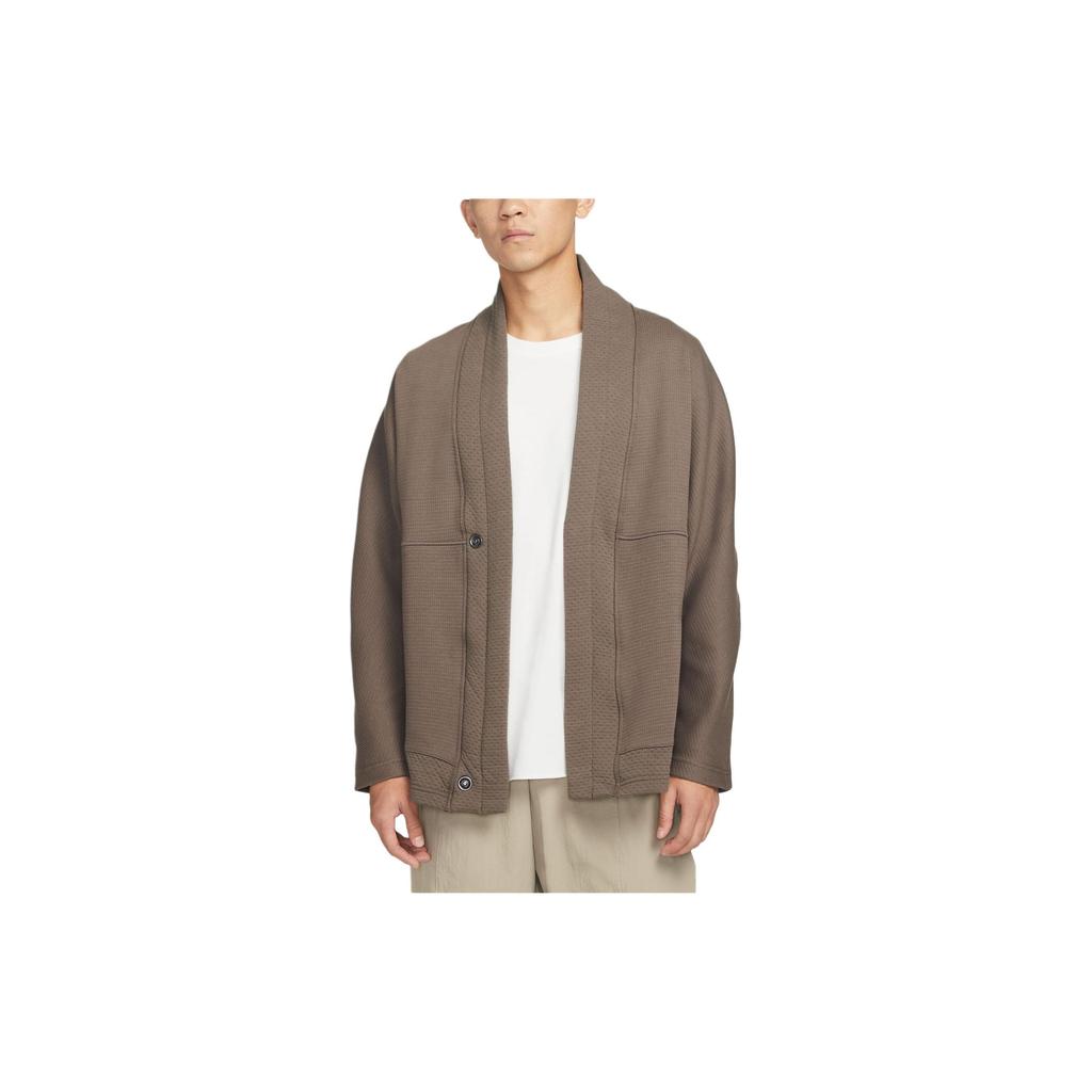 Nike Yoga Solid Loose Button Long Sleeve Jacket Men Jacket Mineral-Grey Black DQ6694-004