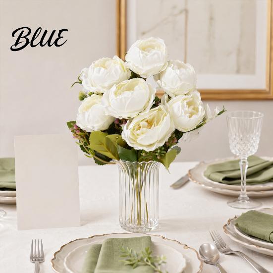 French Style Floral Decor 7 Heads Artificial Peony Flowers Vintage Fake Silk Flower Arrangements Wedding Bouquet Bouquets Decorations Table