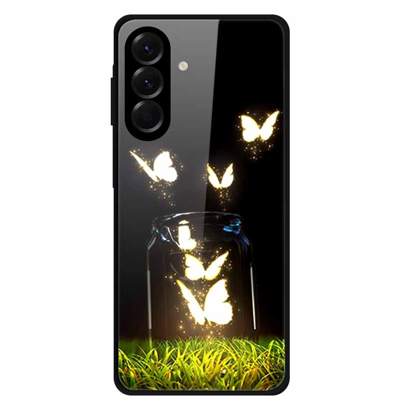 Tempered Glass Phone Case For Samsung Galaxy S24 FE Case Hard PC Back Cover Shell for Galaxy S24FE S 24 FE 5G Hard Covers Flower