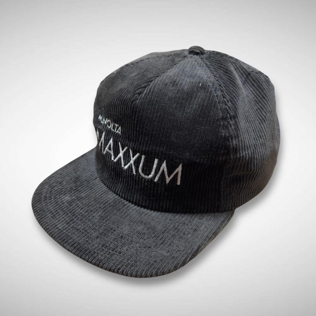 

[USED] Vintage black corduroy embroidered logo cap made in the USA. Camera company item.