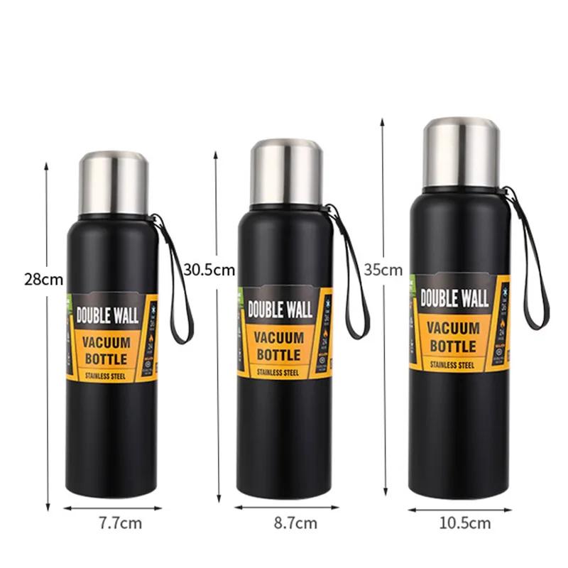 800/1000/1500 ml große Kapazität Ganzstahl-Thermoskanne aus Edelstahl, tragbarer isolierter Becher mit Seil-Thermoflasche