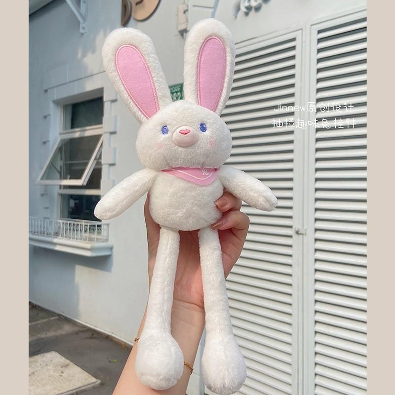 Rabbit Pull Out Plush Toy Keychain With Durable Fabric For Gift Doll Giving