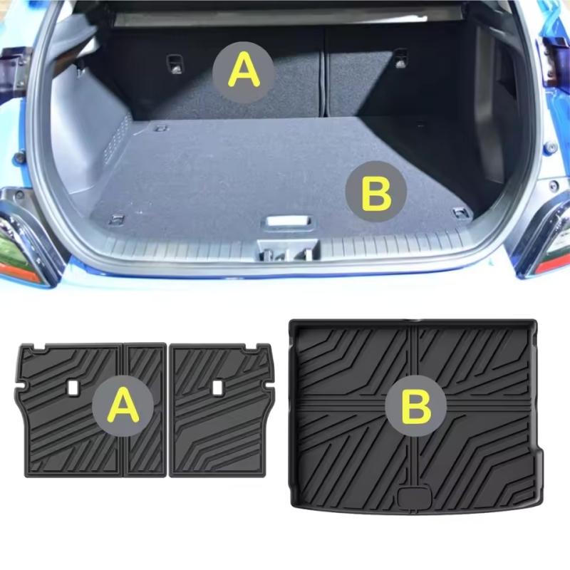 Car Trunk Mat For Hyundai Kona Electric 2023-2025 TPE Rear Seat Backrest Mat All Weather Waterproof Cargo Liner Trunk Floor Mats