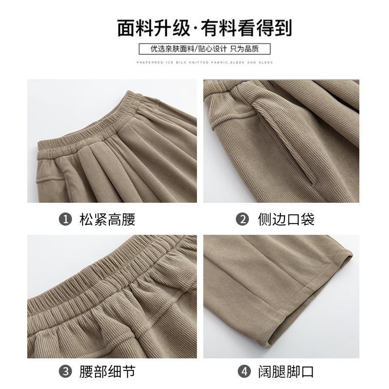 Coffee Loose Wide-leg Pants Women's Spring and Autumn New High-waisted Drape and Thin Casual Pants Knitted Straight Lazy Yamamoto Pants