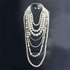 Trendy Geometric Design 7 Layer Pearls Chain Statement Jewelry Set Vintage Fashion Pears Jewelry Suitable For All Season