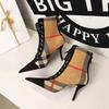 Damen Mode Stiefel Neu Party Knöchel Stiefel Schnürung 8CM Stiletto Koreanische Version Mode Spitze Trend Damenschuhe