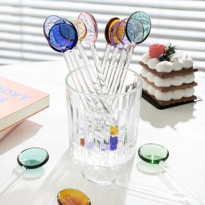 1pc Glass Dinnerware Spoon Tea Dessert Coffee Ice Cream Accessories Bar Tools New Long Handle Kitchen Accessories