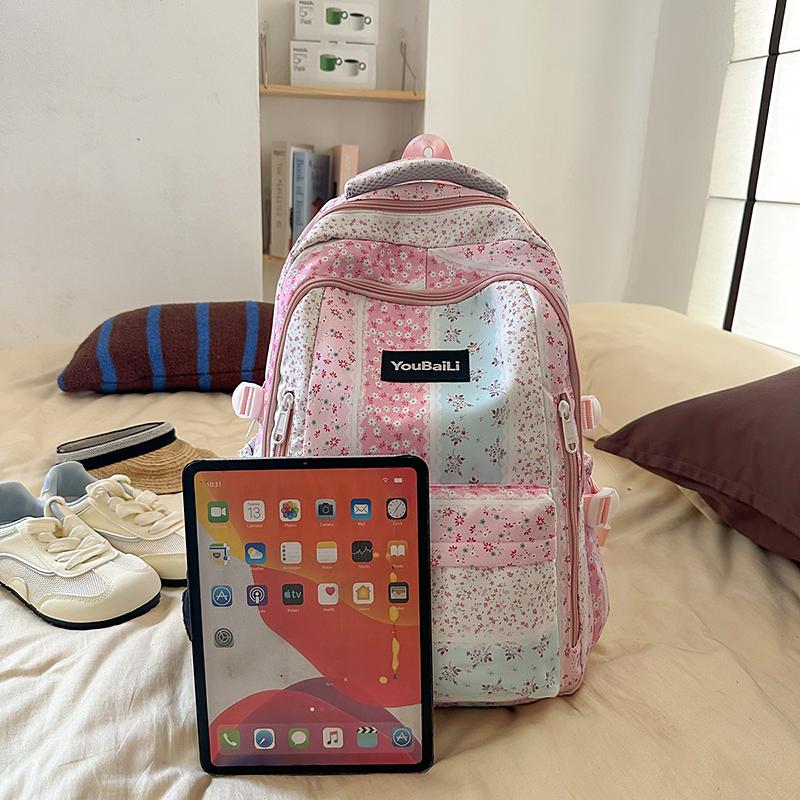 Large Capacity Student Schoolbag Girls Floral Print Backpack