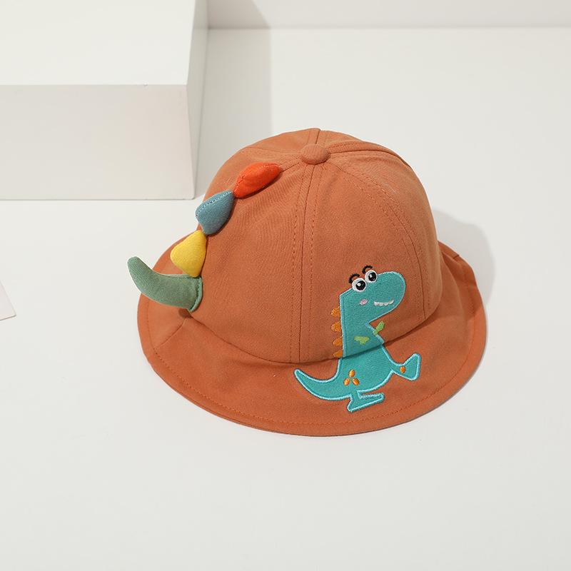1-3Y Cartoon Dinosaur Baby Bucket Hat Summer Wide Brim Sun Hat for Boy Girls Cute Animal Letter Kids Fisherman Caps