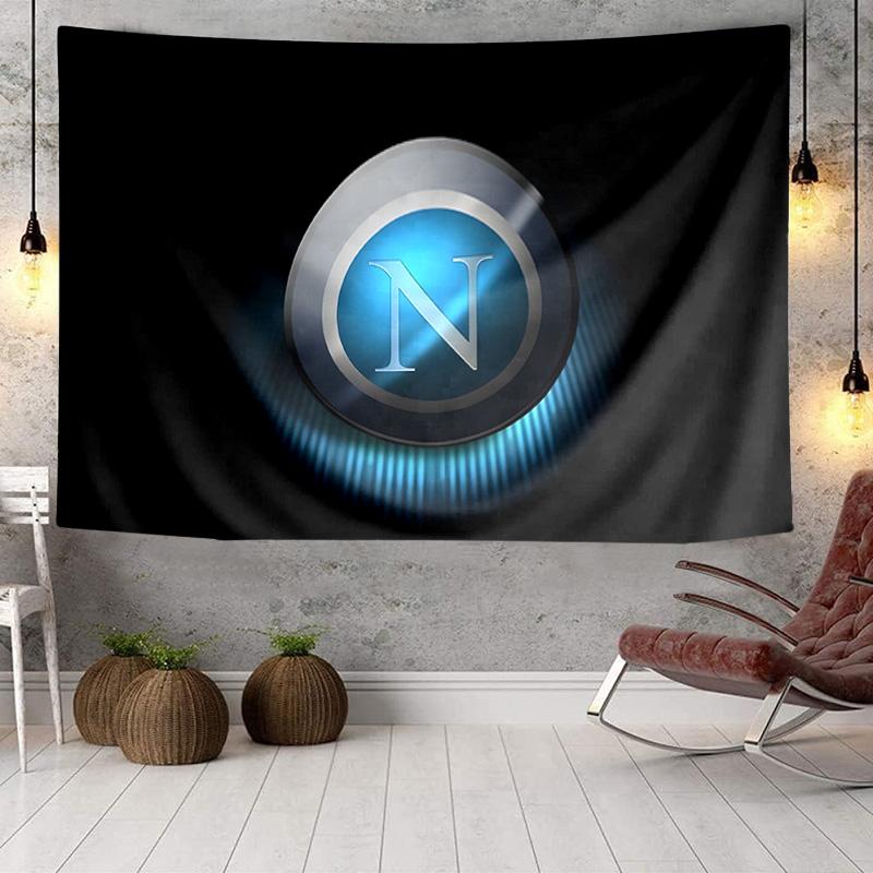 Electric Blue Napoli Logo Tapestry, Unique Design Tapestry, Wall Decor for Bedroom,Livingroom, Playroom,Heartwarming Fan Holiday Gifts