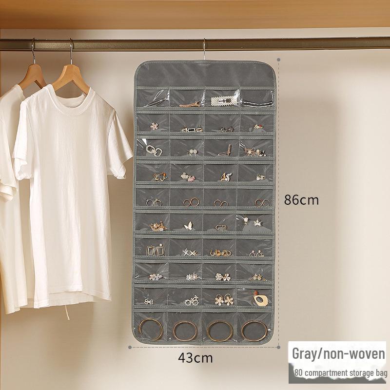 Double-Sided Hanging Jewelry Storage Bag with 80 Pockets