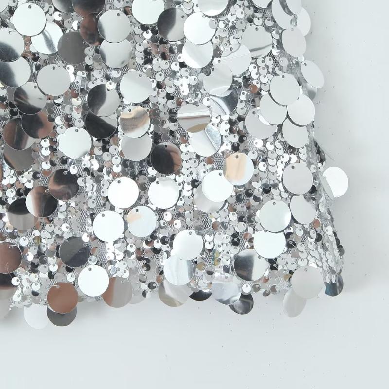 Irregular High Waist Sparkling Sequin Mini Skirt Women Summer Y2k Clothes Ultra Short Bottoms Silver Sexy Club Skirts