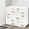 24-Pack Large Shoe Boxe, Clear Stackable Shoe Organizer, Heart Design White Storage Bins, Thick Plastic Closet Organizers
