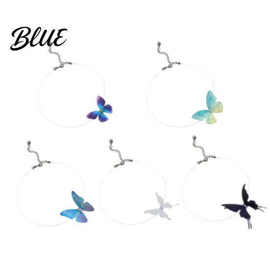 Simulated Butterfly Pendant Choker Necklace Boho Invisible Chain Fairy Trendy