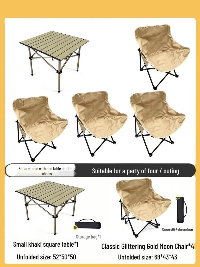 Moon Chair Set: Portable Outdoor Folding Chairs & Fishing Stool (3-Piece)
