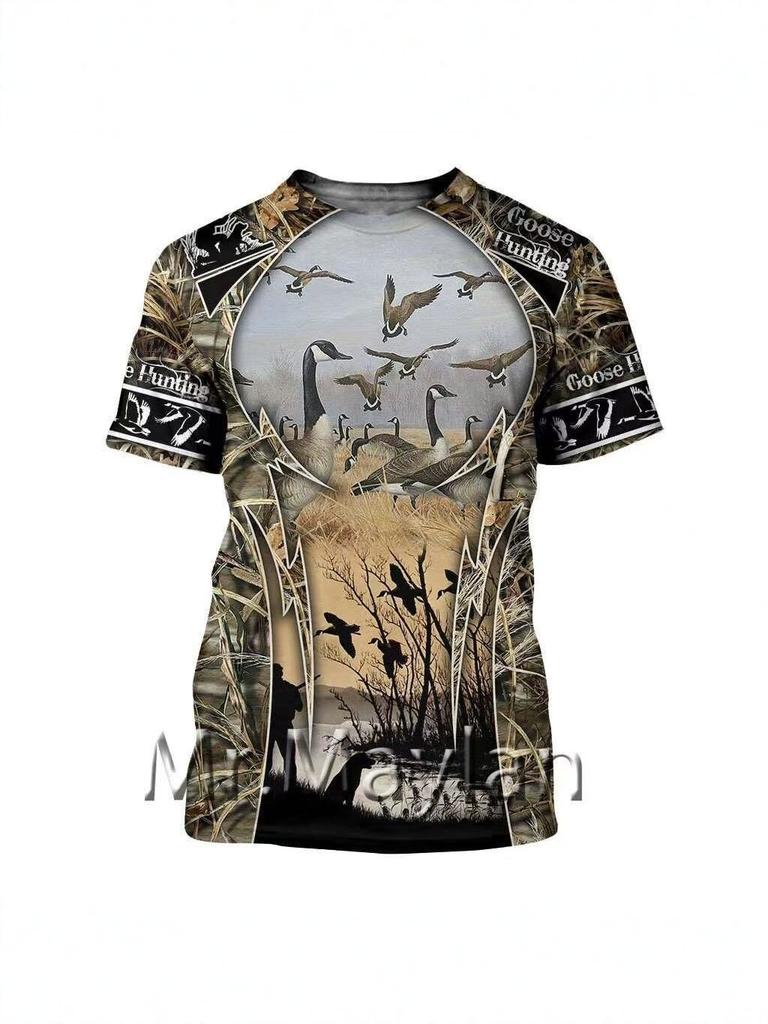 2026 new 3D digital printing duck hunting theme men's short-sleeved T-shirt outdoor leisure round neck breathable sports