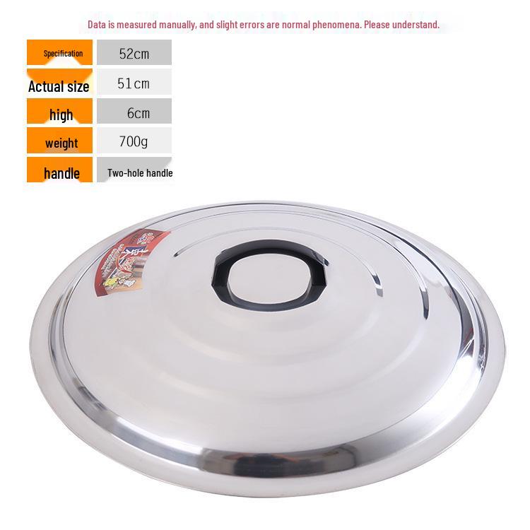 Large Stainless Steel Iron Pot with Round Lid for Household Stir-Frying