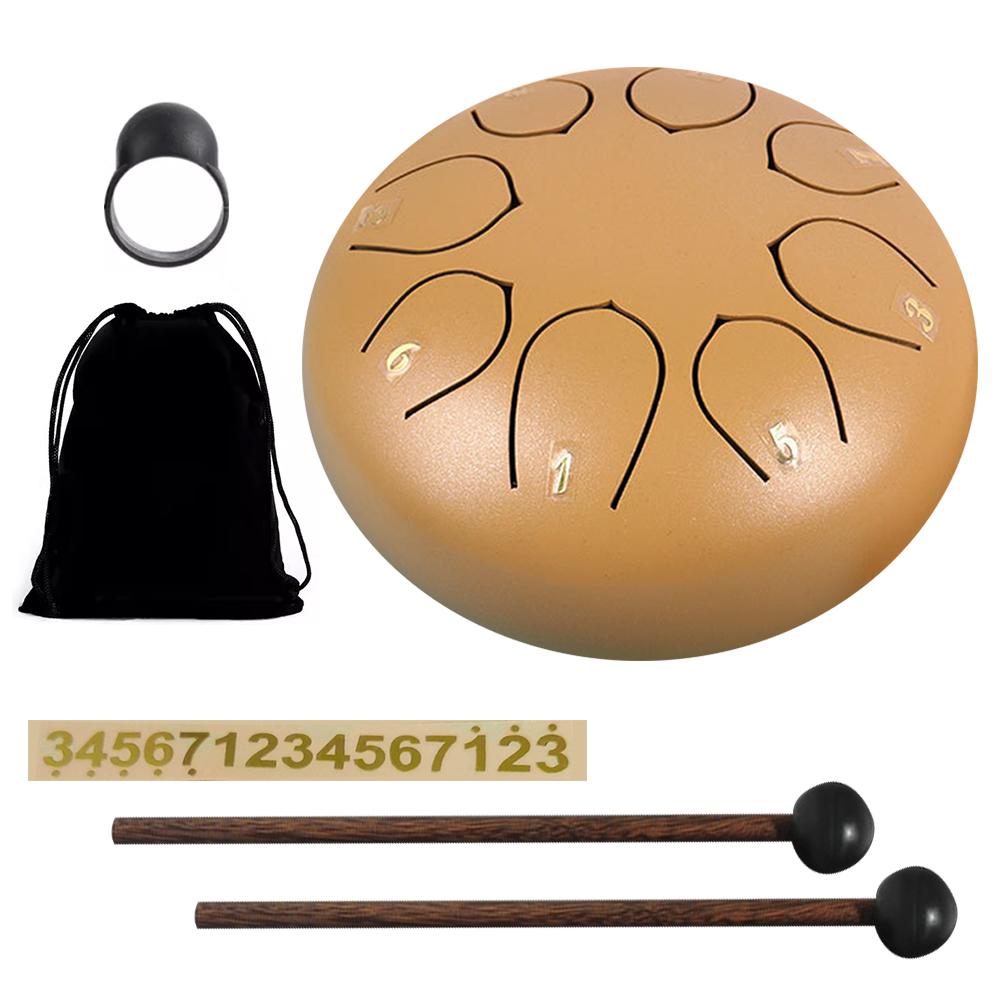 6 Inch 11/8 Notes Handpan Drum with Drum Bag Music Book Drum Mallets Hand Pan Drum for Entertainment Meditation Yoga Zen Gifts