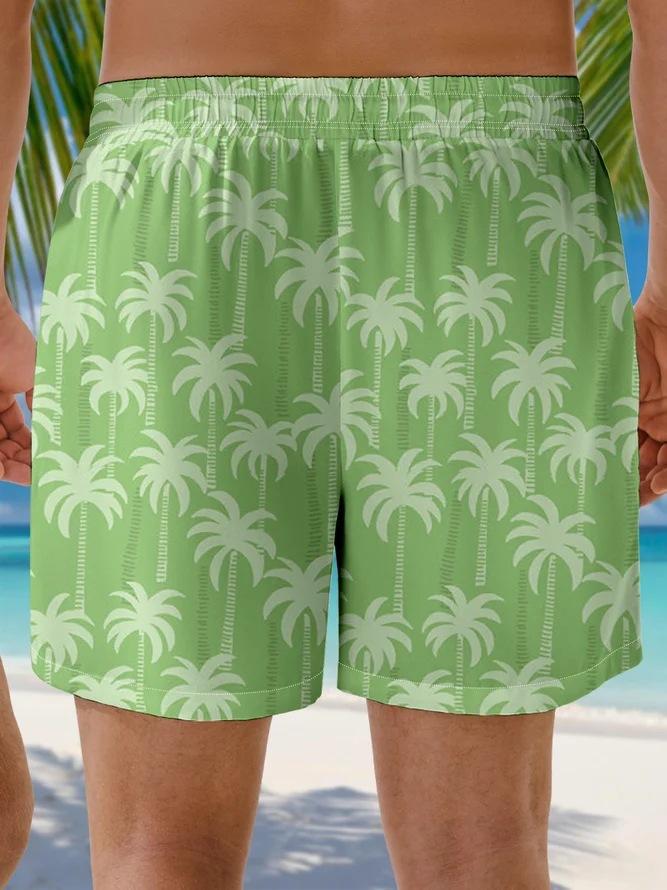 Summer Beach New Coconut Tree Drawstring Printed Seaside Beach Casual Men'S And Young Men'S Shorts