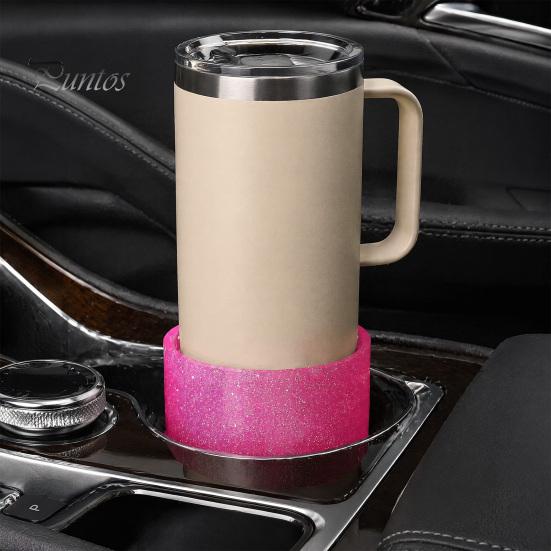 Anti Scald Cup Cover Glitter Silicone Boot for 40oz Tumblers, Non-Slip Sleeve 7.5cm Diameter Jelly Wrap Base Water Bottles, Translucent Tumbler Cover,