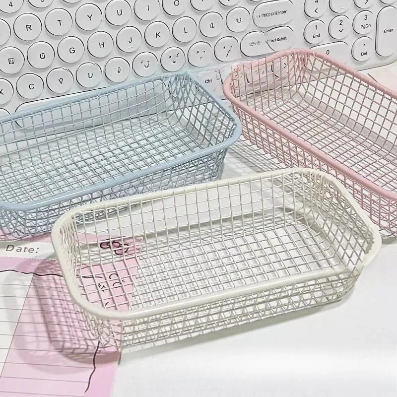 Wrought Iron Storage Basket Miscellaneous Stationery Finishing Storage Box Desktop Decoration Photography Props Storage Basket