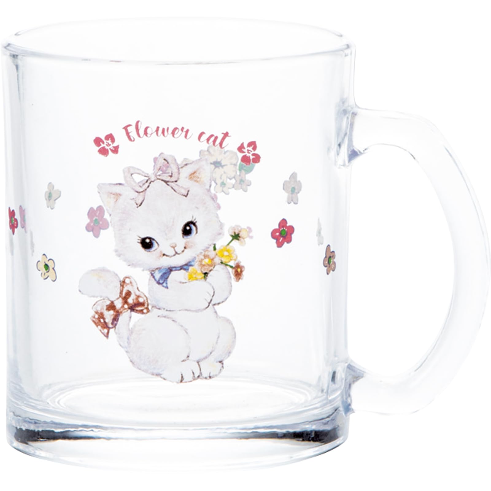 

Glass Mug with Flower Cat Retro Style SWIMMER Heat-Resistant Design,