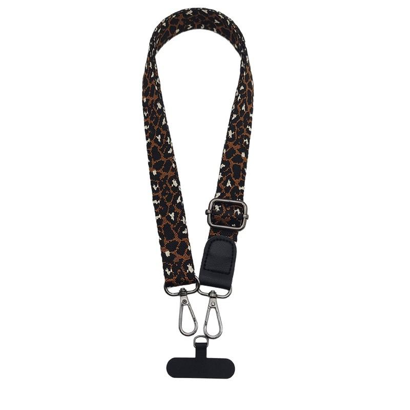 Women's Leopard Print Neck Mobile Phone Shoulder Strap Long Hook Key Lanyard Bag Accessories Mobile Phone Case Universal Lanyard