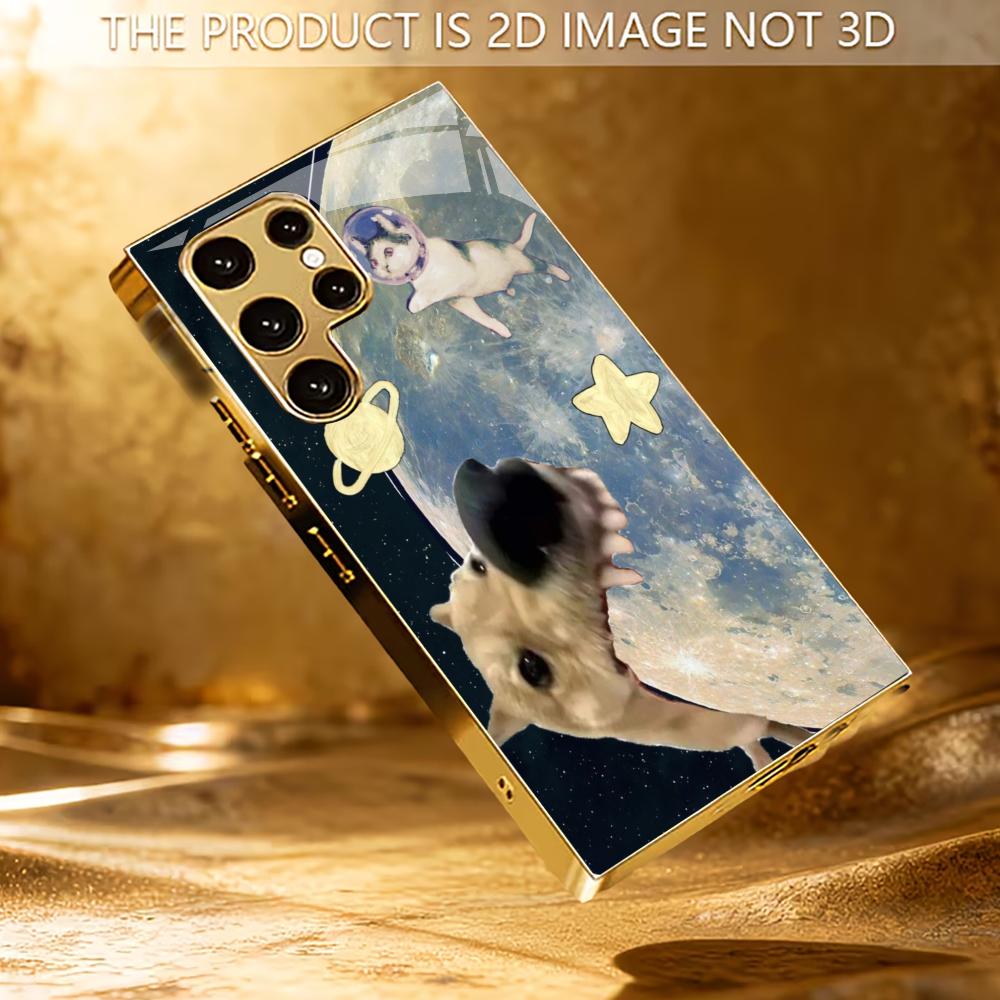 Atmosfera da Cucciolo Semplicità Elettroplaccatura di Lusso Custodia in Vetro per Telefono per Samsung Galaxy S26 S25 S24 S23 S22 S21 FE, Ultra, Plus