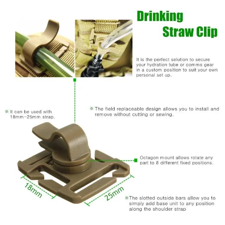 Drink Tube Clip Water Pipe Hose Clamp Backpack Molle Webbing Tactical Buckle Outdoor Camp Attach Web Hydration Hydrolink Bladder