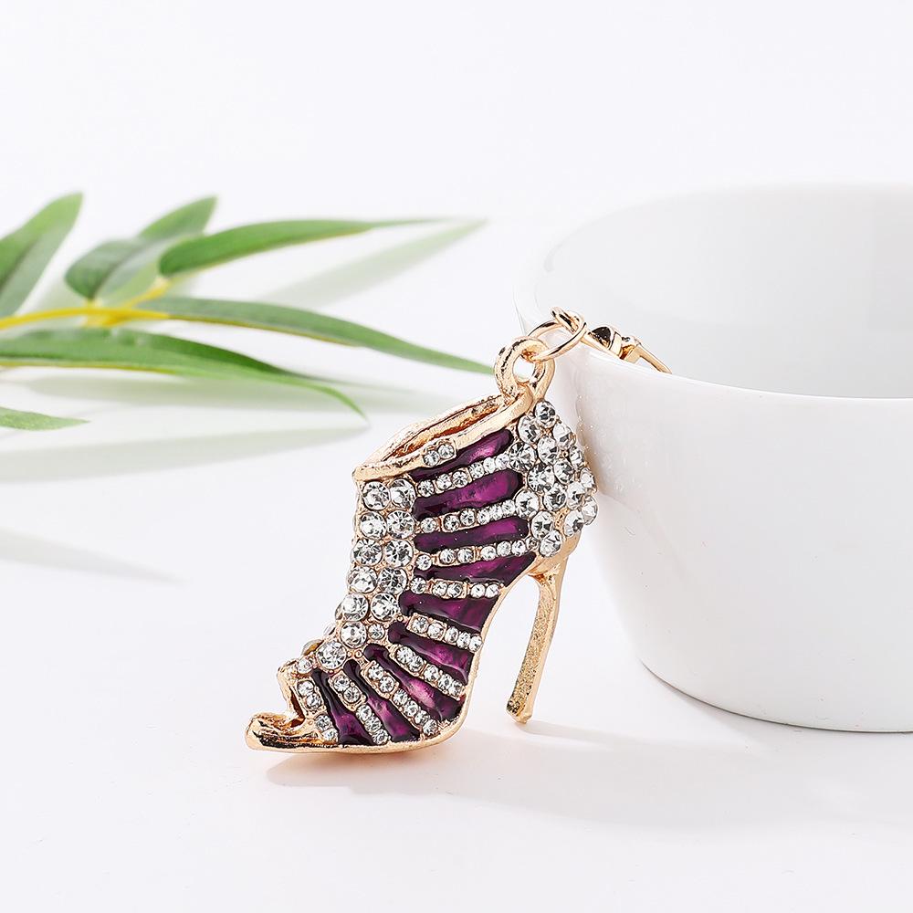 Rhinestone High Heel Metal Keychain - Women's Bag Charm, European & American Style