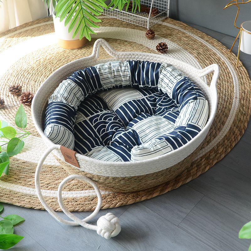 Rattan Woven Cat Bed: All-Season Winter Warm Nest for Pets