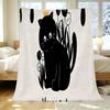 Cute Black Cat Trimmed Flannel Blanket – Soft Warm Cozy Throw for Home, Sofa, Halloween & Christmas