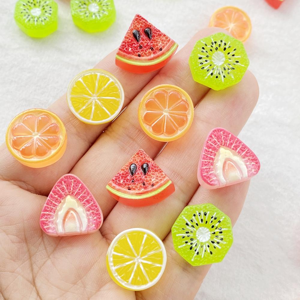 20Pcs Resin Mixed Fruits Strawberry Lemon Watermelon - For Scrapbooking Wedding Decor  Diy Jewelry Making Accessories