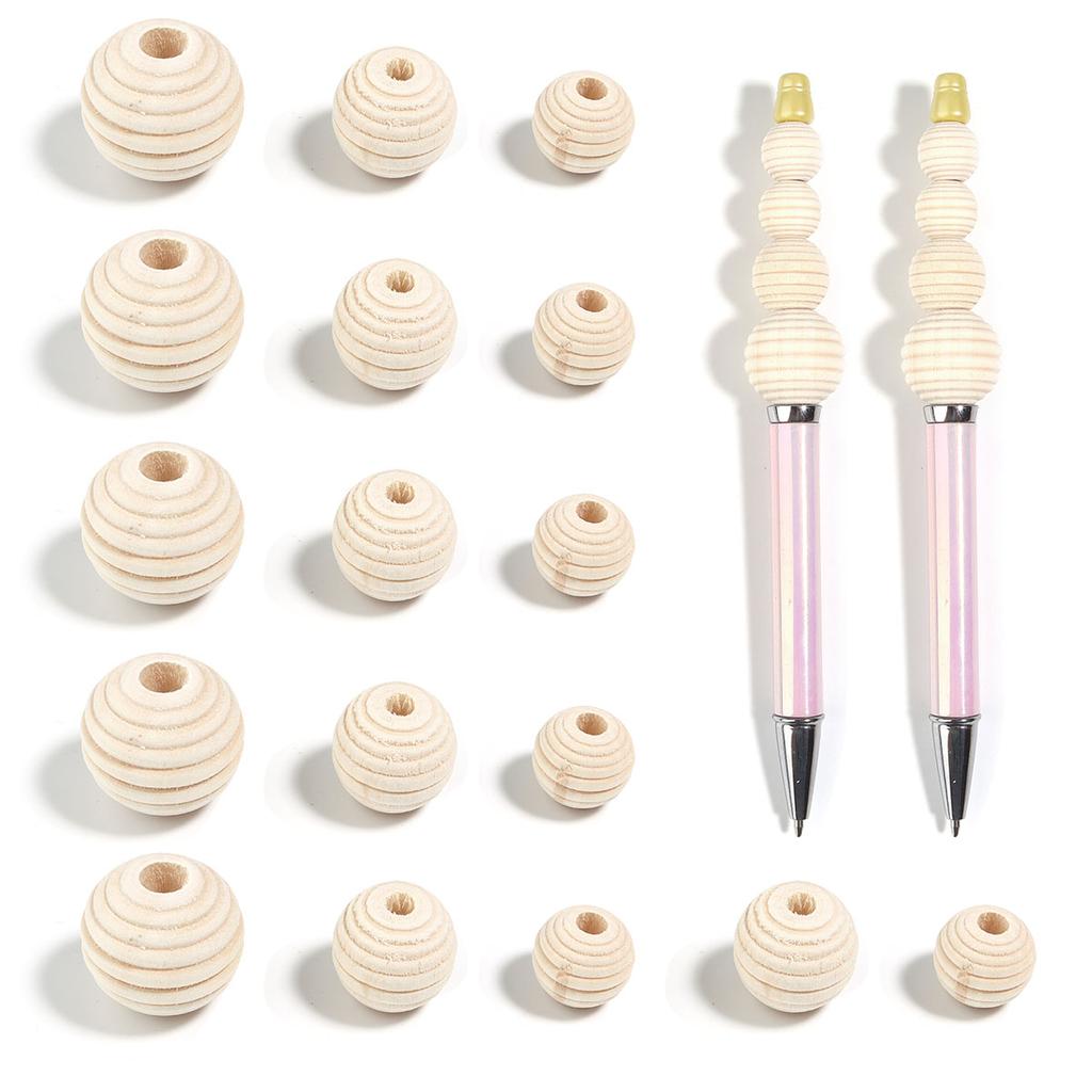 20-50pcs/lot 13 16 20mm Natural Round Wooden Beads Bulk Spiral Loose Ball Wood Beads For DIY Jewelry Making Findings Accessories