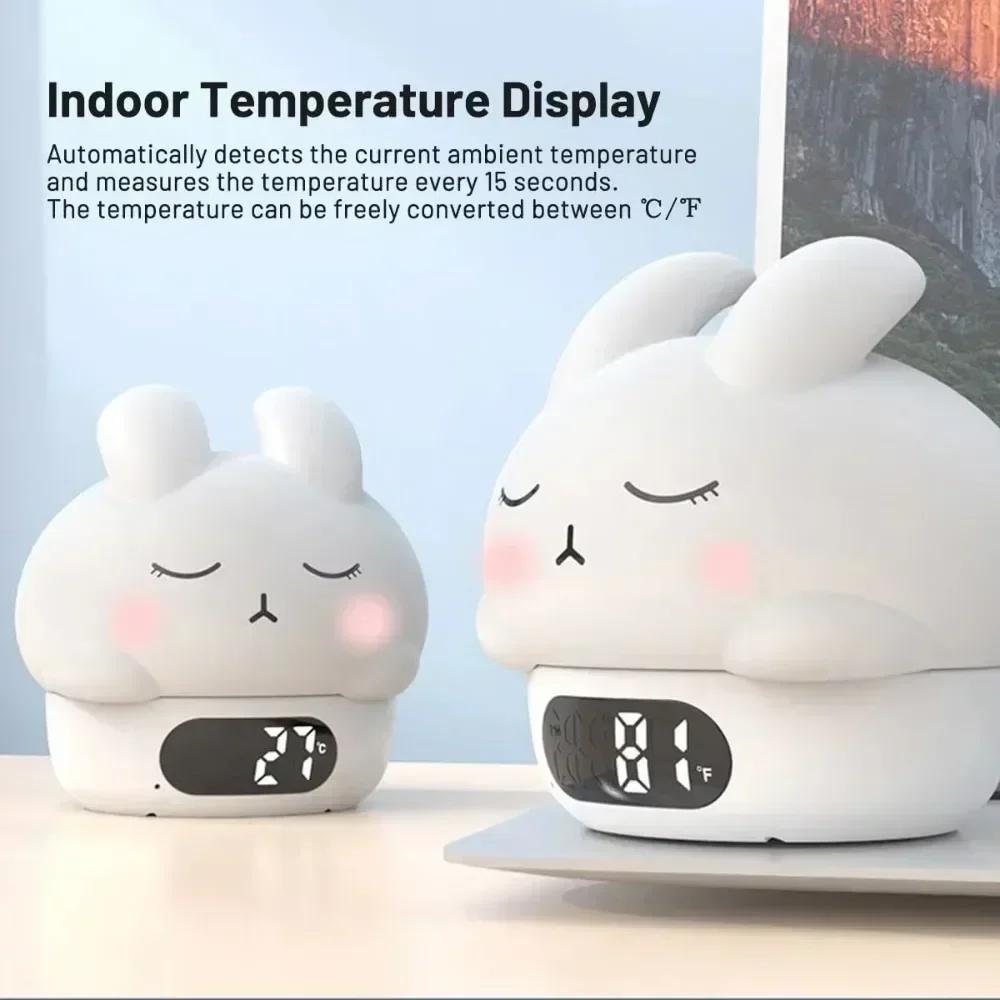 Kawaii Bunny Digital Alarm Clock Cartoon Rabbit USB Electronic Desk Clock Bedrooms Timer Bedside for Kids Small Room Decor