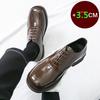 Fashion Men Leather Shoes Thick-soled Brown Black 3.5CM Height Increase Formal Business Shoes Fashion Platform Lace-up Casual Shoes