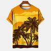 T-shirt Hawaiana da Uomo Stampata 3D, Maglietta Casual Estiva a Maniche Corte con Girocollo, Top con Stampa di Palma