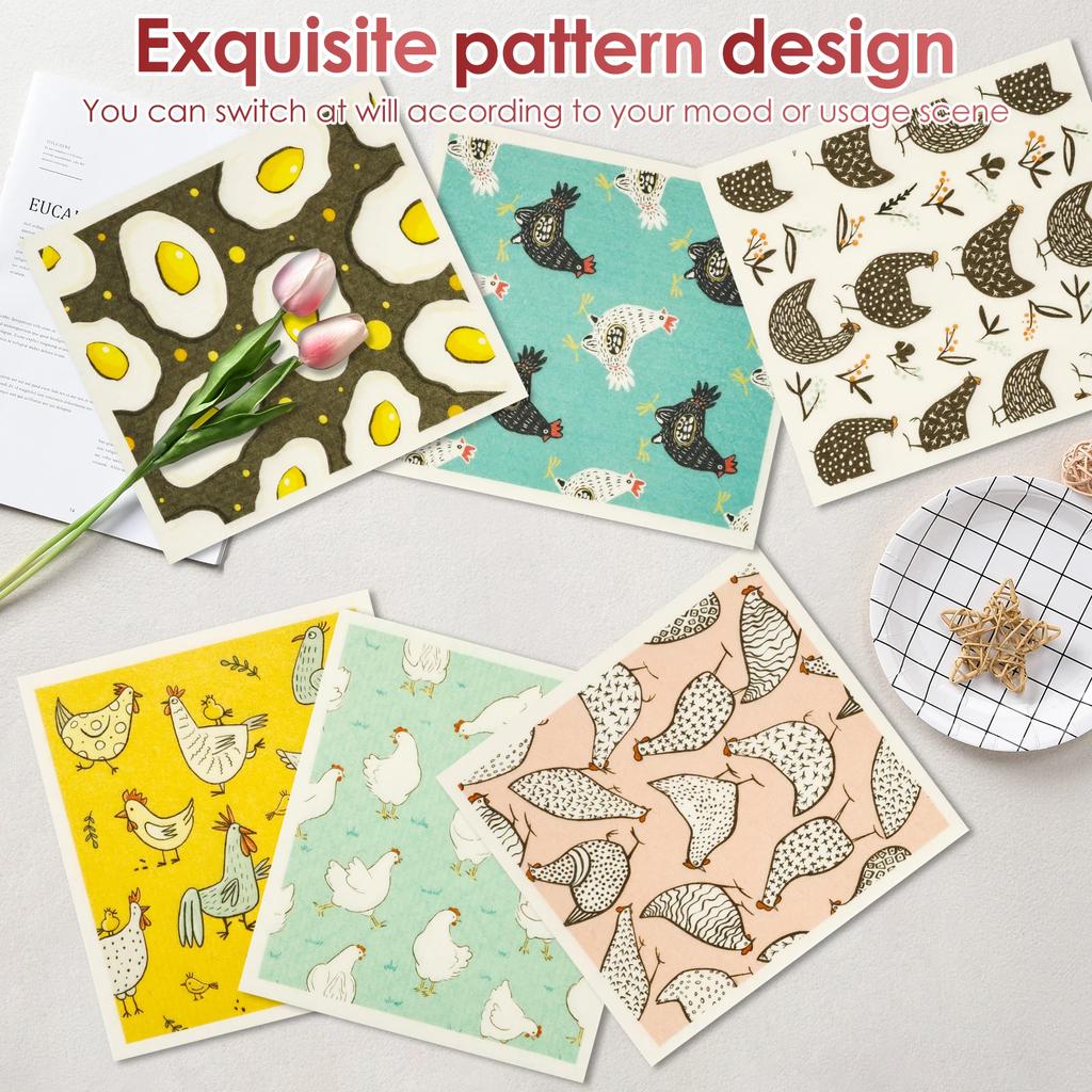 12Pcs Kitchen Dish Towels Nonwoven High Absorbency Swedish Dishcloths Thickened Cleaning Cloth for Home Washing Dishes Cleaning