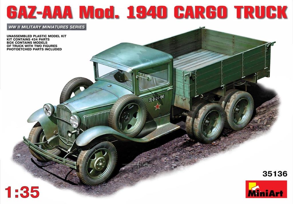 Miniart 1/35 GAZ-AAA Mod. 1940 Cargo Truck MA35136 Plastic Model