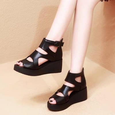 2023 Frühjahr/Sommer Neue Sandalen Damen High Heel Schuhe Matsuke Dicke Sohle Coole Stiefel Hangabsatz Fischmaul Damenschuhe Hohle römische Schuhe