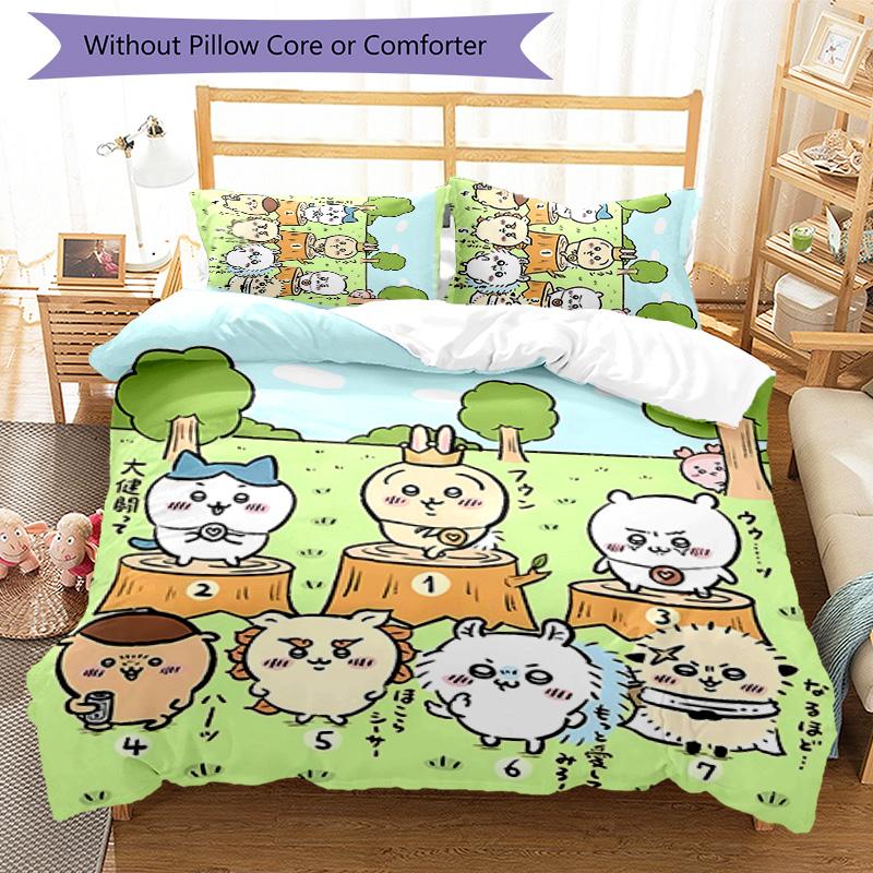 3pcs Chiikawa1 Pattern Bedding Set Duvet Cover Set Includes Duvet Cover &pillowcases, Perfect All Season Bedroom Decoration & Gift