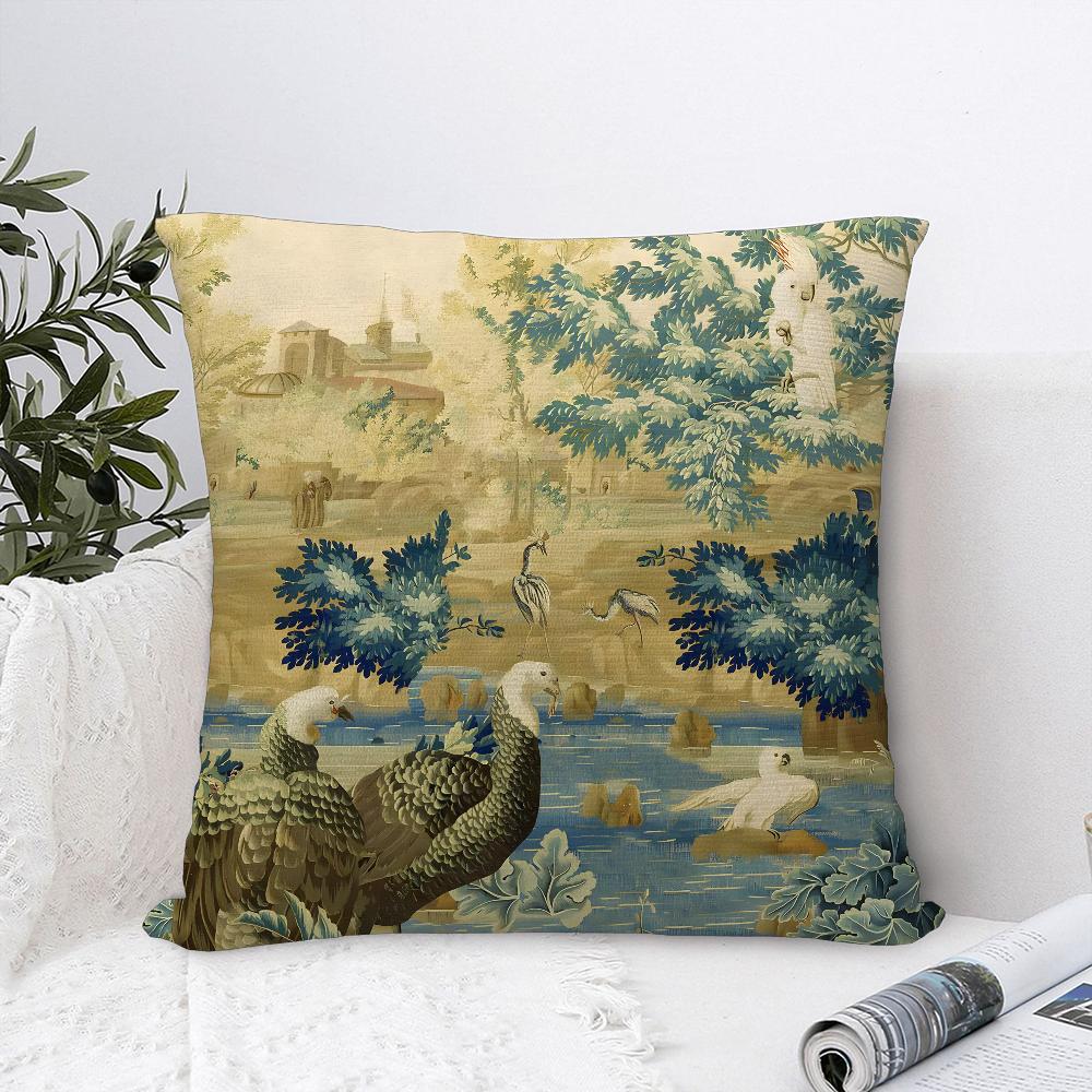 Aubusson Tapestry French Pillow Case Sofa Decorative Home Double-Sided Print Plush Square Throw Pillow Covers Cushion Decor
