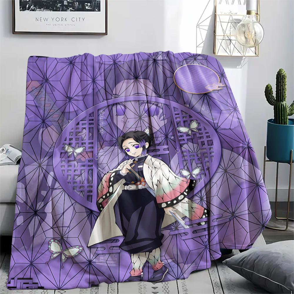 1PC Demon Slayer Print Flannel Blanket, High quality All Seasons, Home Decor, Warmth and Comfort, Perfect for Christmas Gifts
