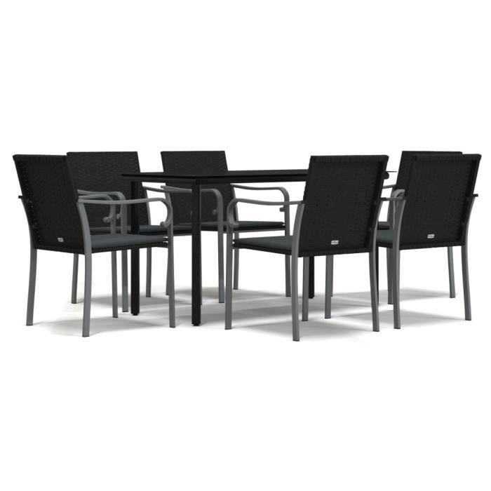 VidaXL Ensemble à manger de jardin 7 pcs coussins résine tressée acier 3186960