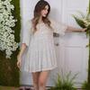 New Style Fashion Crew Neck Loose Waist Short Sleeve Mini Dress Sequined Evening Gown