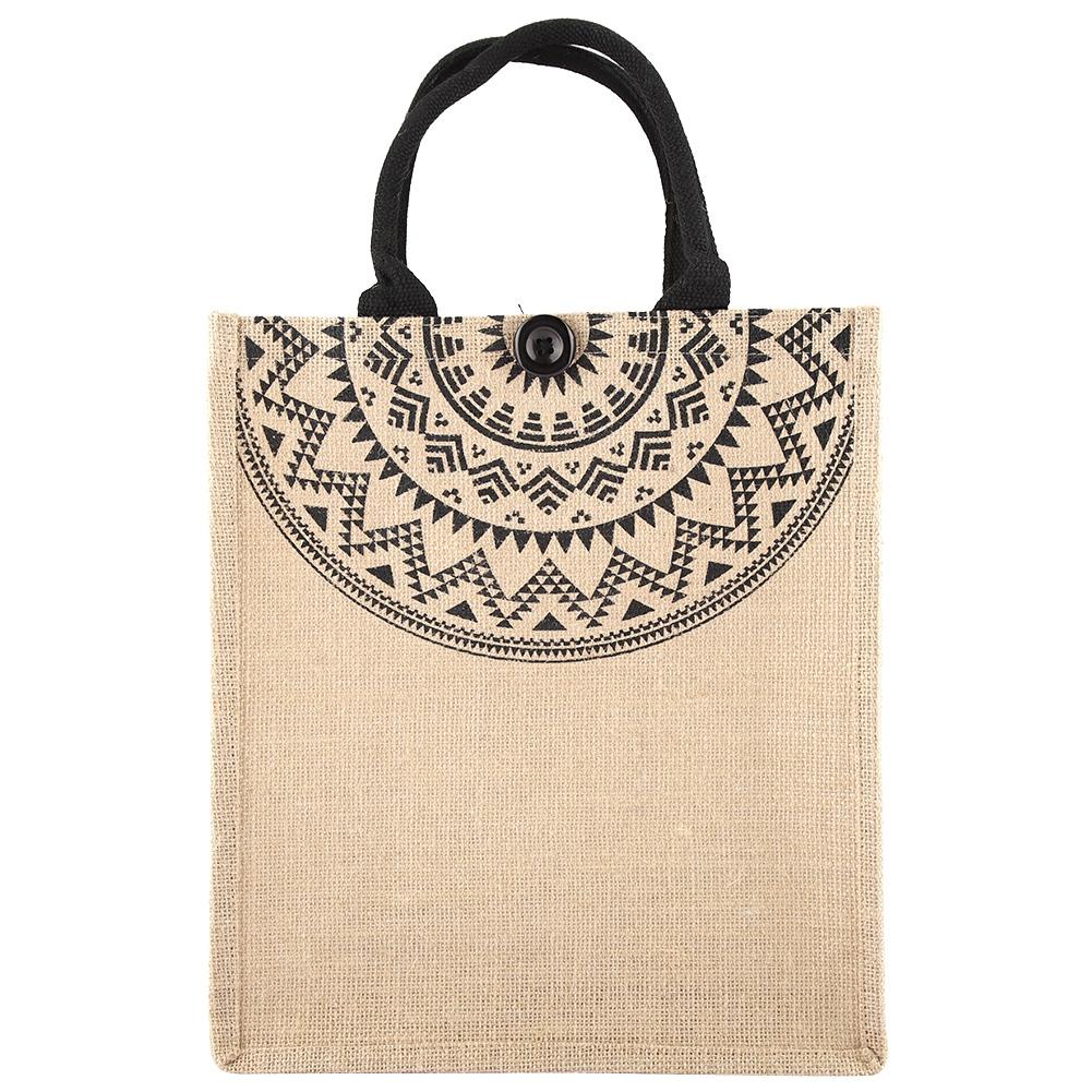 

Vintage Square Gunny Bag Jute Handbag Storage Shopping Carrier Shoulder Tote Bag M